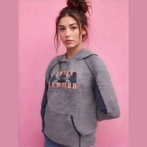 Women's Under Armour Hoodie, LG, Grey/Navy